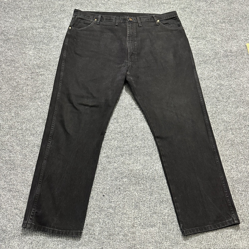 Vintage Wrangler Mens Straight Leg Jeans 44x32 Black Denim Casual High‎ Rise